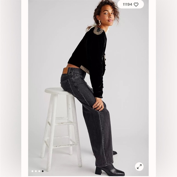 FP x Levis Classic Black Straight Leg Women's Daddy baggy Jeans. Boot Barn - Picture 3 of 8